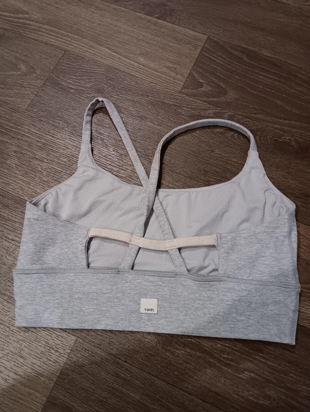 Vuori Light Gray Strappy Sports Bralette
